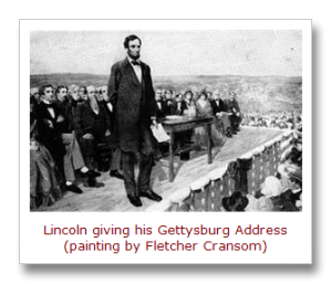 Lincoln at Gettysburg painting by Fletcher Cransom[11]